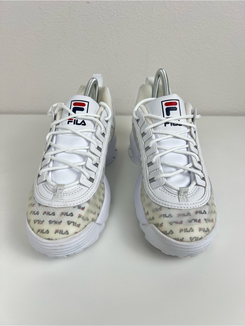 FILA Disruptor II Clear Logos White Sneakers Women’s Size 9.5 Y2K Athleisure - Picture 2 of 7